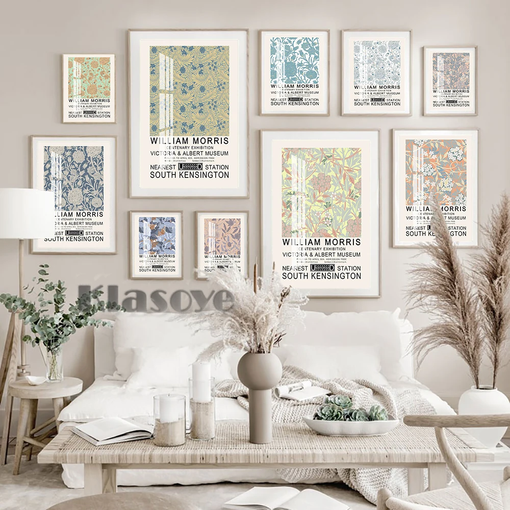 

William Morris Exhibition Museum Poster Retro Wall Art Canvas Painting Vintage Prints Indoor Home Decor Gallery Wall Picture