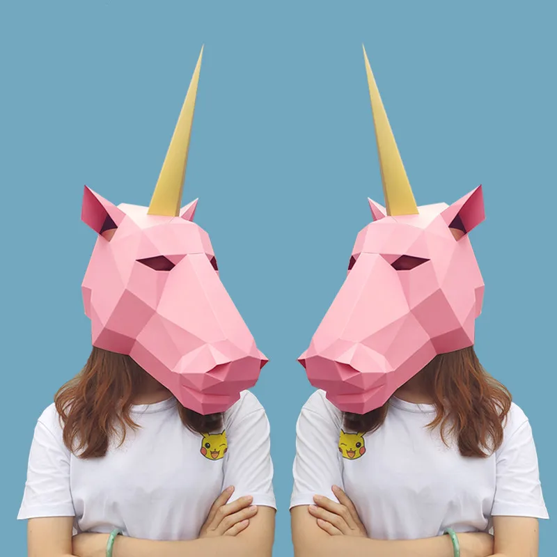 3D Бумажная фотобумага модный костюм единорога животного косплей сделай сам