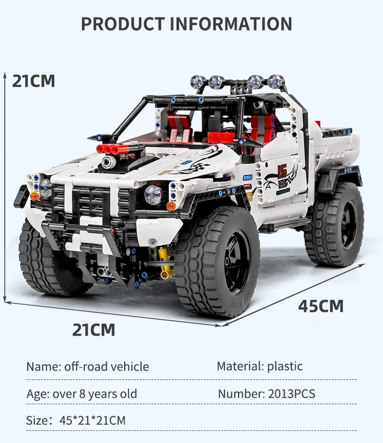 

MOULD KING High-Tech The APP Motorized Silver Flagship Off-road Car Building Blocks Bricks Kids Educational Toys Christmas Gifts