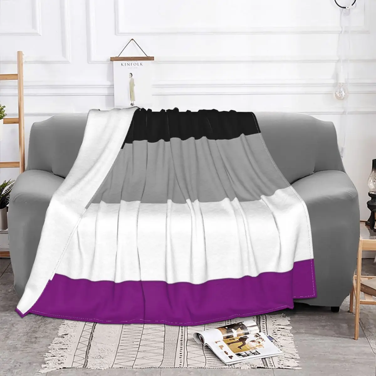 Manta con bandera del orgullo Asexual, colcha para cama a cuadros, toalla de playa, manta t&eacute;rmica, manta ponderada-1
