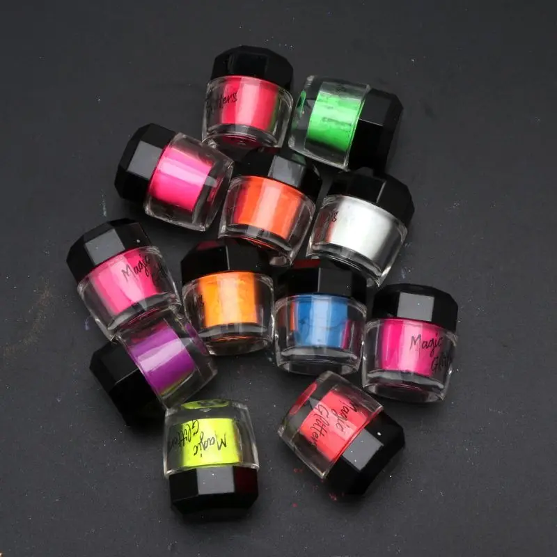 

12 Color Neon Pigment Powder Black Light UV Reactive Fluorescent Pigment Makeup Nail Art Resin Jewelry Making Craft Tool