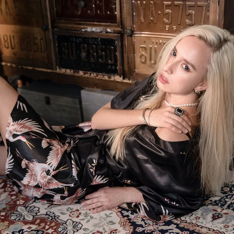 Халаты для женщин искусственный шелк пол сексуальная ночная рубашка размера