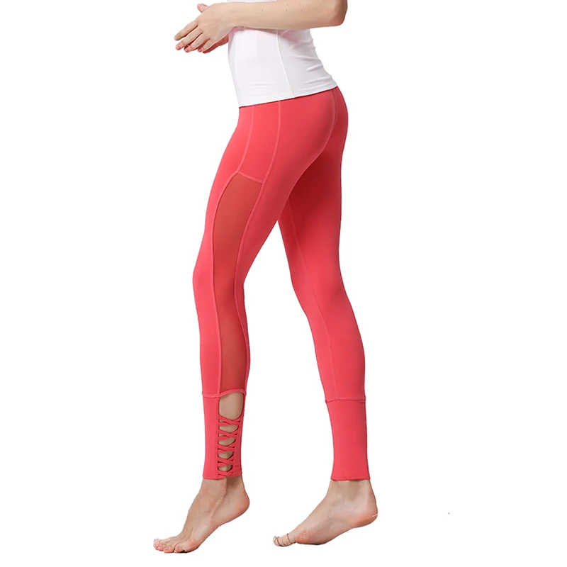 Женские укороченные брюки с высокой талией для йоги фитнес эластичная сетка