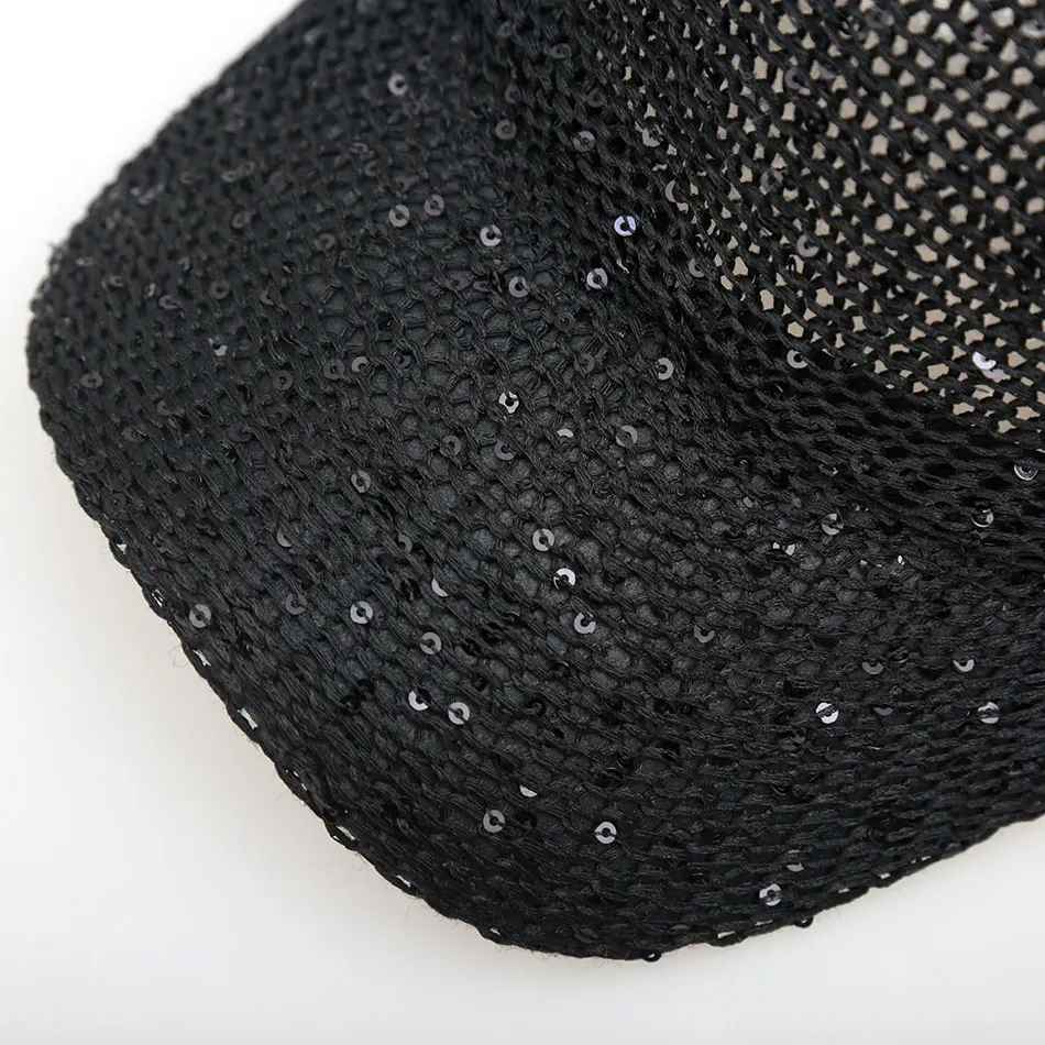 Fashion Casual Shiny Baseball Cap Women's Sequin Knitted Outdoor Hat Women's Solid Breathable Shade Baseball Hat