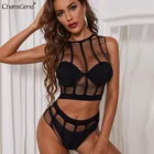 Сексуальный сетчатый прозрачный комплект нижнего белья, женский бюстгальтер пуш-ап без косточек, модные трусики, кружевной бесшовный комплект с бюстгальтером, Эротическое нижнее белье, комплект с бюстгальтером пуш-ап