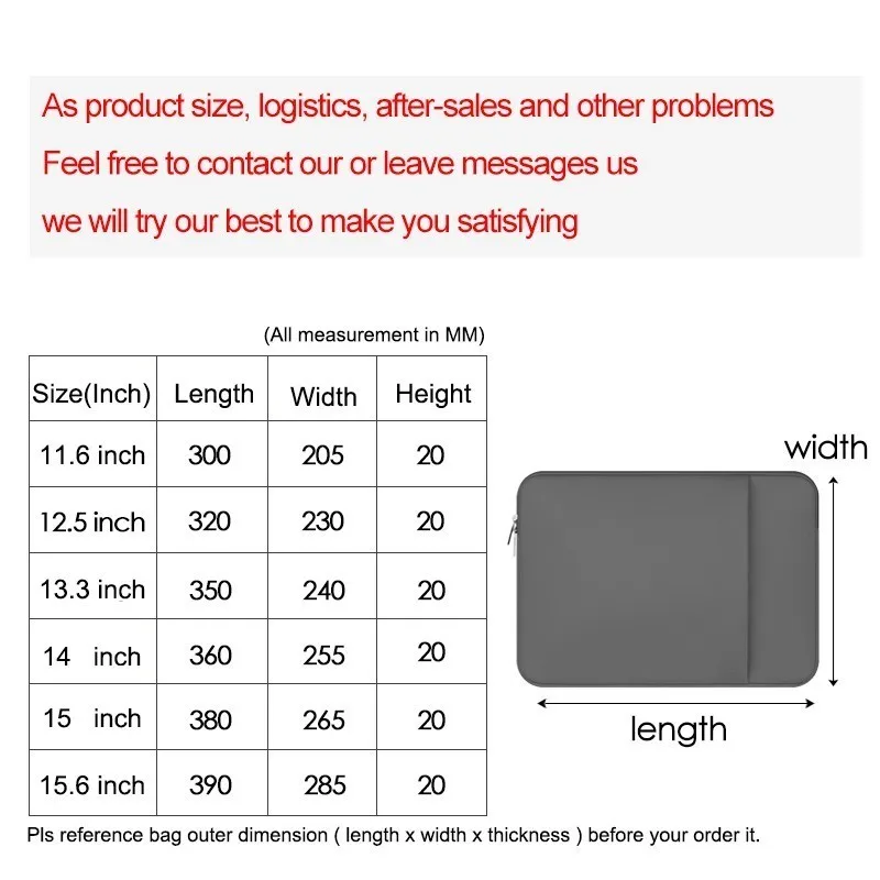 

Laptop Sleeve 11" 12 13 14 15 15.6 inch notebook case Soft bag For Macbook Air Pro Retina Ultrabook 12.9" Tablet Pocket
