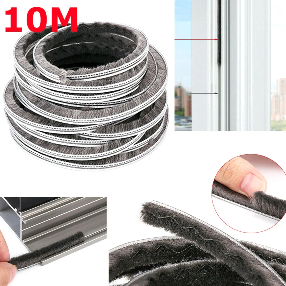 

10M Seal Strip Hairy Seal Brush Pile Casement Sliding Door Weather Strip Draught Excluder For Sealing Casement Doors Cabinet