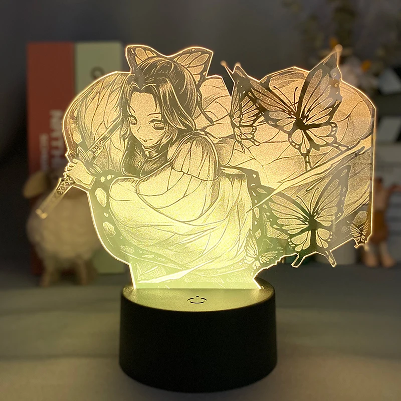 

3d Led Night Light Anime Demon Slayer Kochou Shinobu Figure Gift for Home Bedroom Decor Night Table Lamp for Girl Brirhday Gift