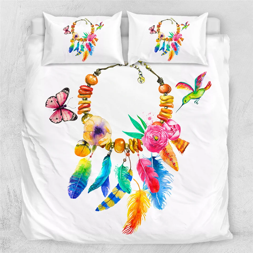 Постельные принадлежности Outlet Dreamcatcher Комплект постельного белья цветочный шикарный пододеяльник богемный весенний дух постельное белье розовый домашний текстиль для девочек 3 шт
