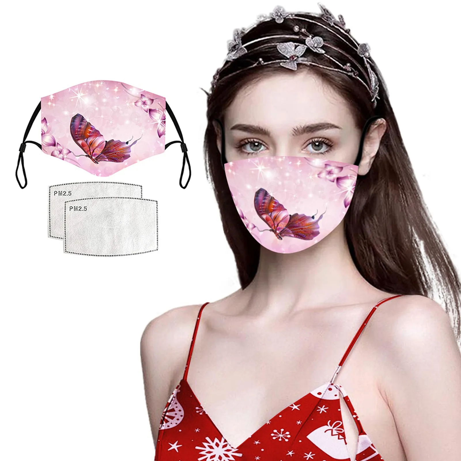 

Adult Butterfly mouth covering cotton Unisex Washable Mouth Cover Mask for Outdoor accessories mask Headband Christmas present