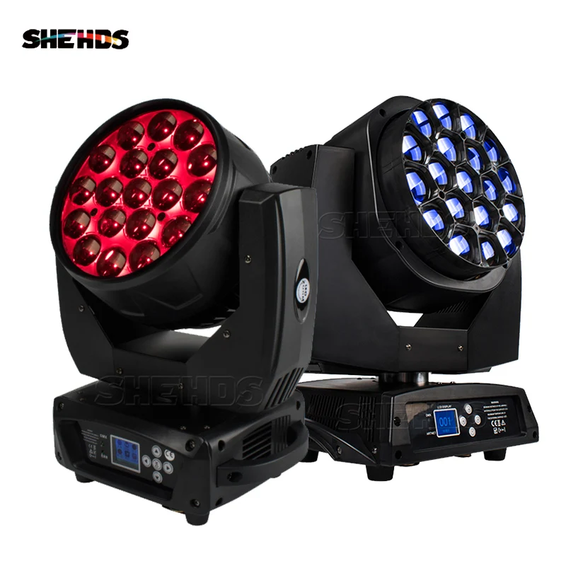 

2pc19x15W Wash Big Bees Eyes RGBW LED Zoom Beam Moving Head Light for DJ Disco KTV Bar Nightclub SHEHDS Stage Light