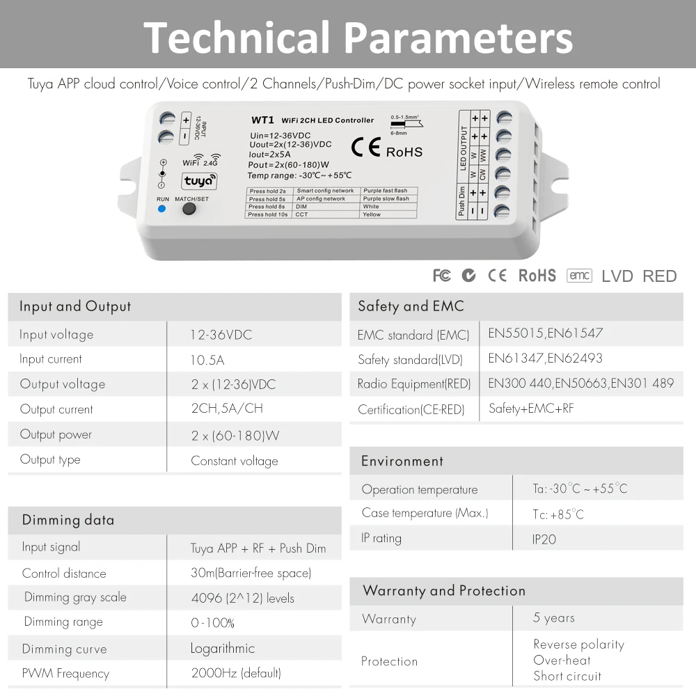 Tuya Dimmer LED 12V 24V Smart Life 2.4G RF Remote Magic Home Wifi WW CW CCT Strip Controller Work with Yandex Alice Alexa Dimer | Лампы и