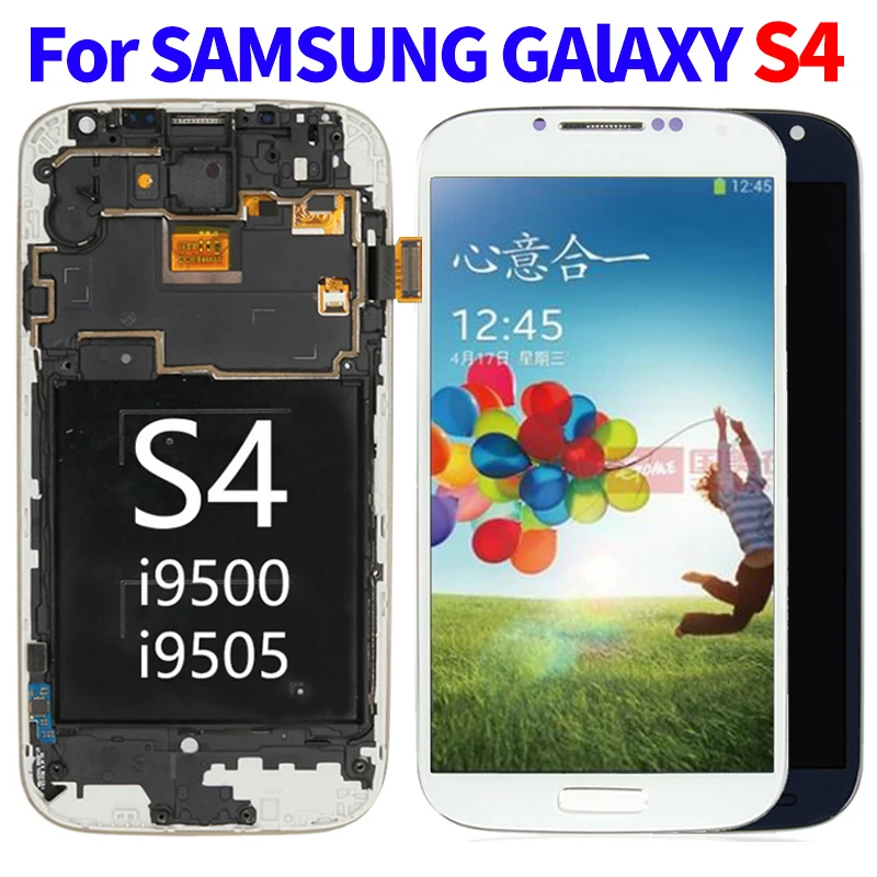 

10 шт./5 шт., сенсорный ЖК-дисплей с дигитайзером в сборе с рамкой i9500 для Samsung galaxy S4 GT-i9500 i9505