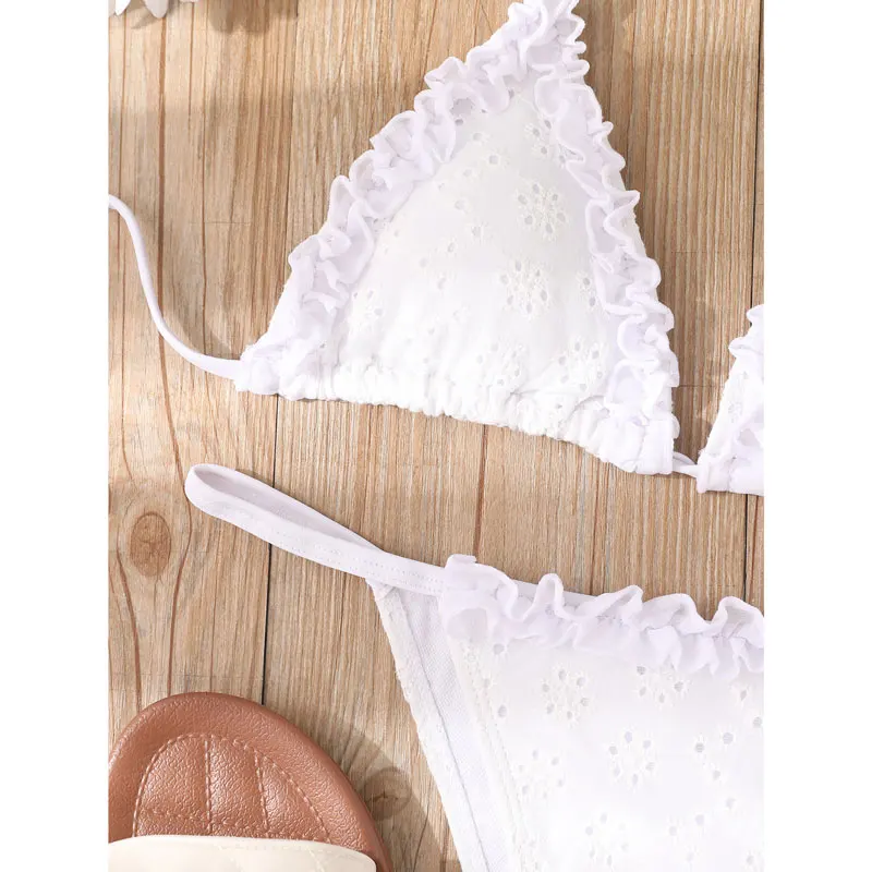 

2021 Ruffle triangle micro bikini set Patchwork halter swimsuit women's swimming suit Low waist swimwear String bathing suit New