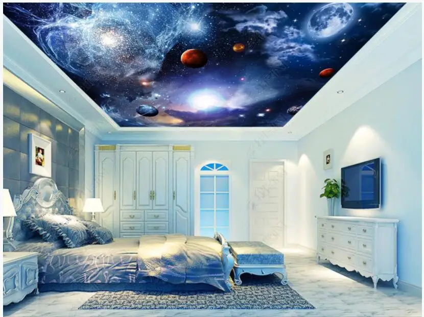 

3d ceiling murals wallpaper custom photo Cosmic starry galaxy planet home decor living room 3d wall mural wallpaper for walls