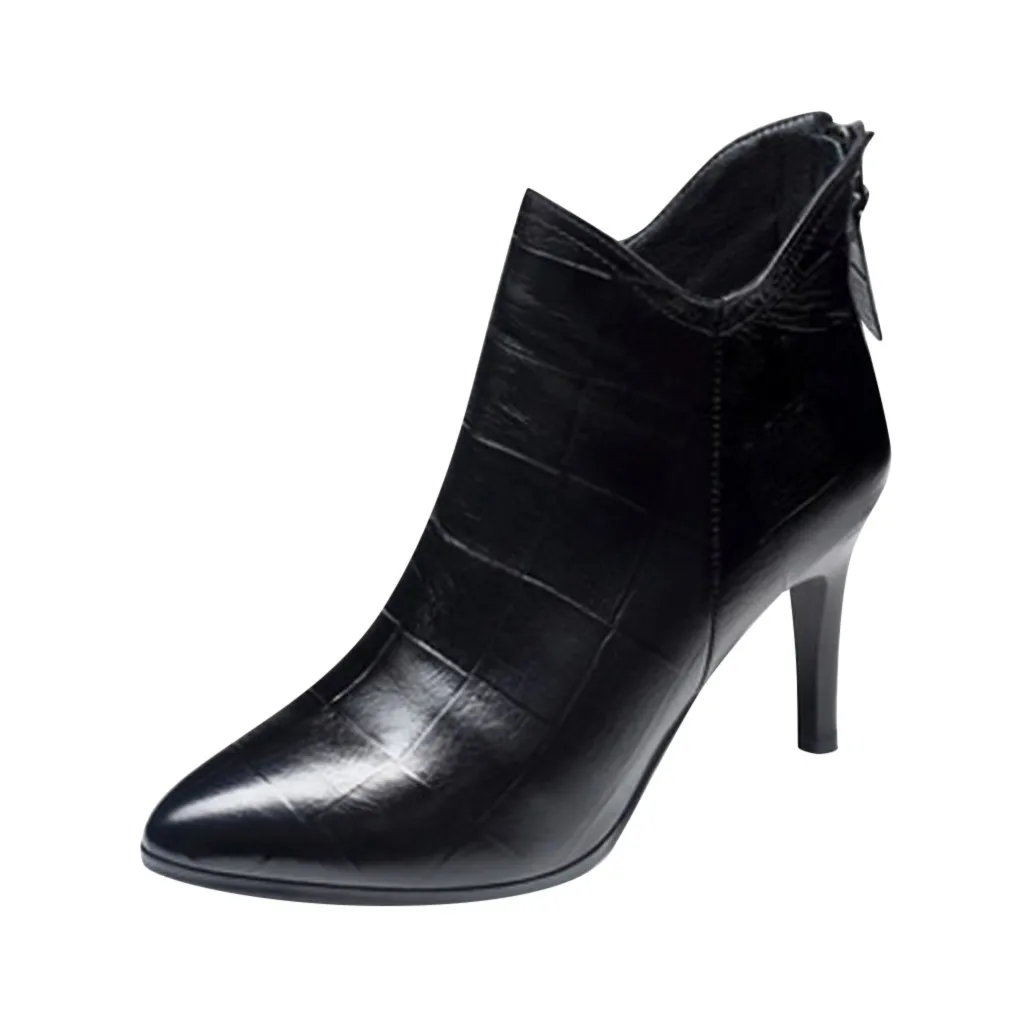 Женские ботинки на молнии сзади ботильоны шпильке повседневные с острым носком |