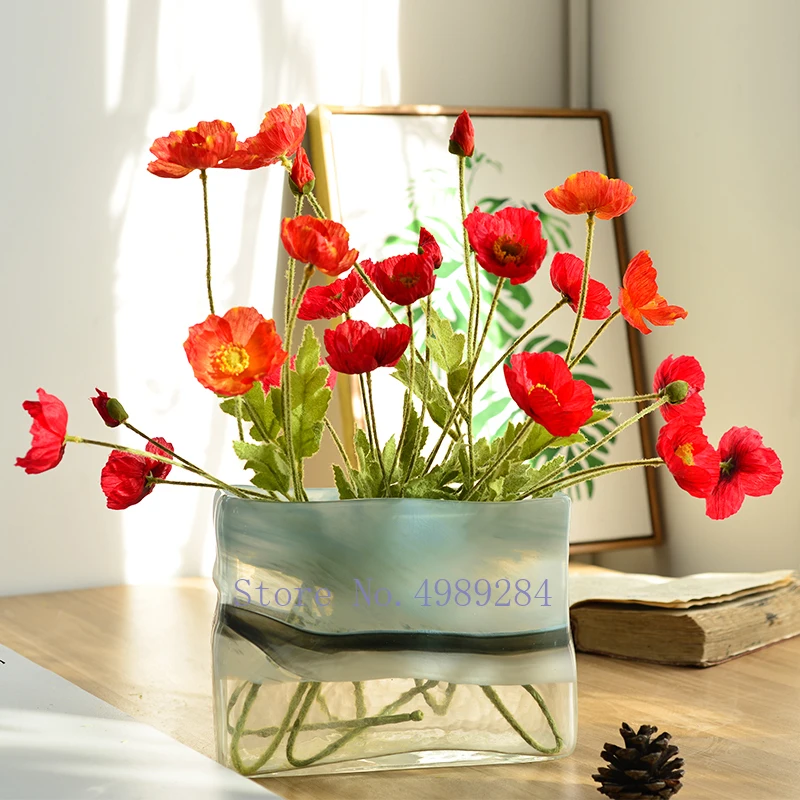 Креативная прозрачная ваза из скандинавского стекла квадратная градиентная