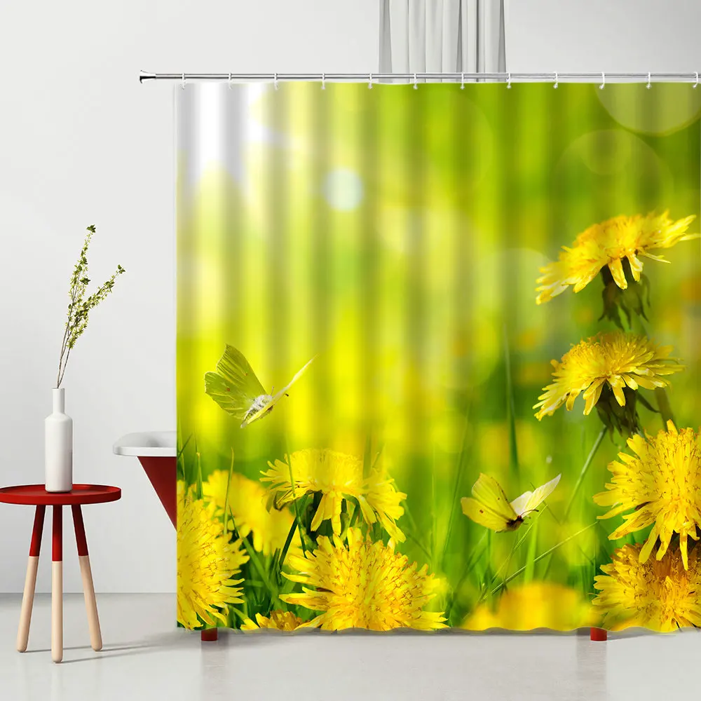 Типографии душ Шторы s Хризантема цветок природные пейзажи Водонепроницаемая