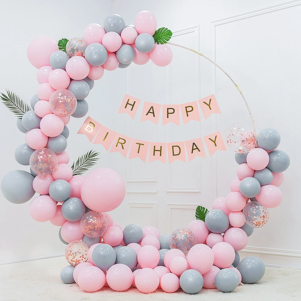 114 шт. розовые и серые воздушные шары | Дом сад