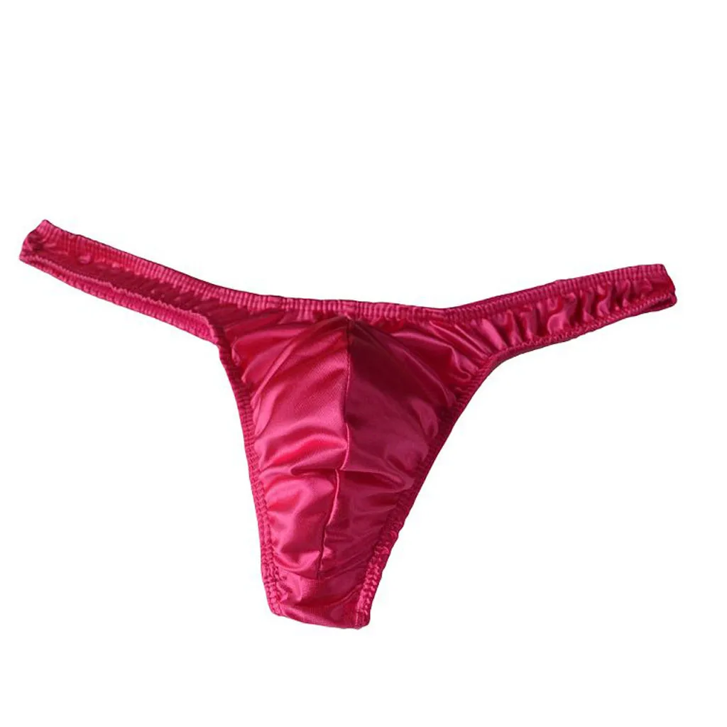 Мужские Удобные Трусы-стринги сексуальные атласные трусики одноцветные