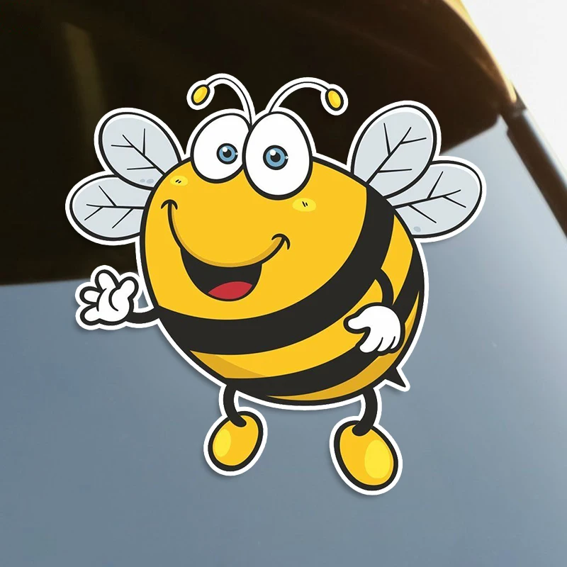 

S60059# Happy Bee Self-adhesive Decal Car Sticker Waterproof Auto Decors on Bumper Rear Window Laptop Choose Size