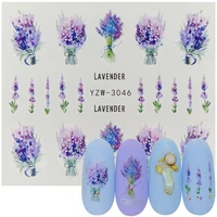 1pcs lavender bouquet design water transfer nail art sticker for nails slider decal decor charm manicure tools