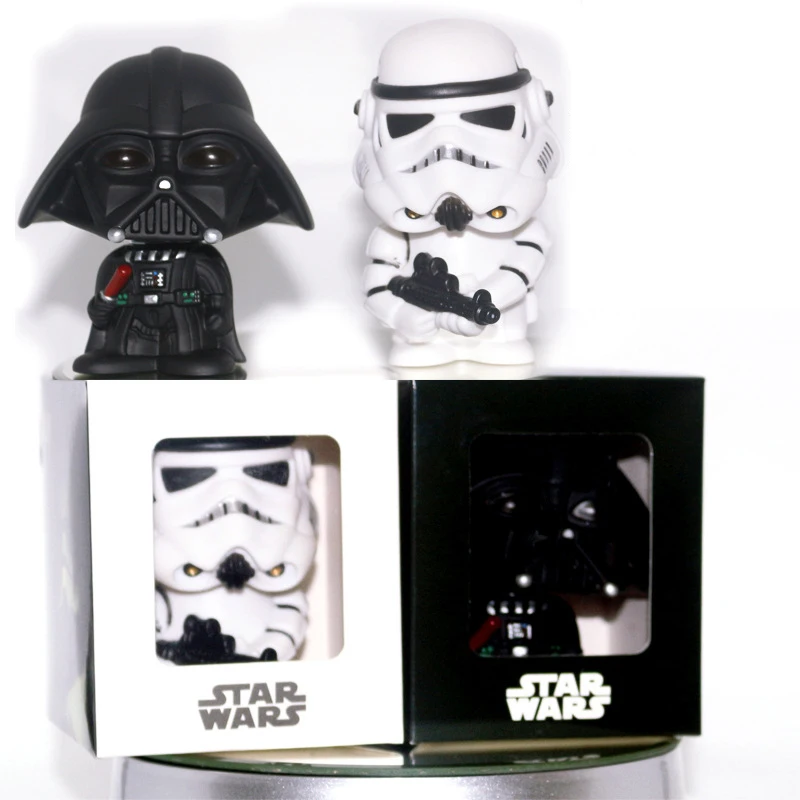 

2pcs Star Wars Bubble-Head Doll Darth Vader Stormtrooper Anime Figure Toy Interior Decoration PVC Figma Furnishing Articles Gift