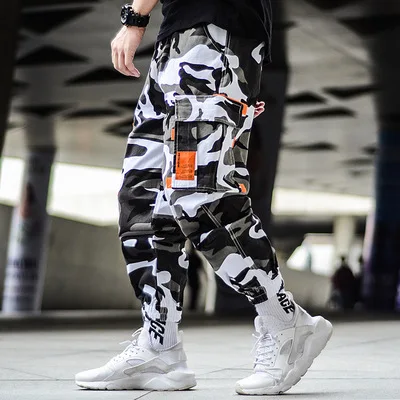 Camouflage Грузовой Камуфляж брюки хип хоп черные брюки мужские брюки карго шаровары уличная Harajuku беговые штаны хлопковые брюки - Цвет: Camouflage