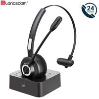 langsdom h3 call headset hands free wireless headphone bluetooth compatible with mic noise cancelling skype headset for phone pc