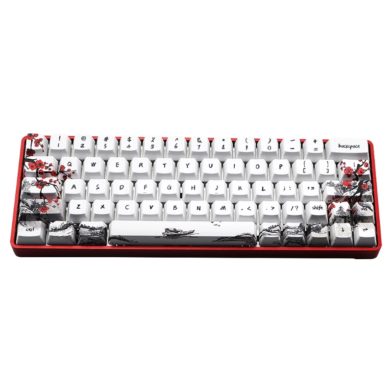 

Клавиатура Wangjiang с цветами сливы, сублимационная печать, OEM профиль, механическая клавиатура, клавиатура для GH60 XD64 DZ60 GK61 GK64 71 клавиш