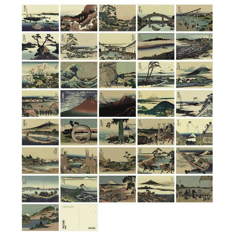 36 шт./лот винтажная черно-белая Крафтовая бумага Katsushika Hokusai &quotFugaku sanjurokkei&quot