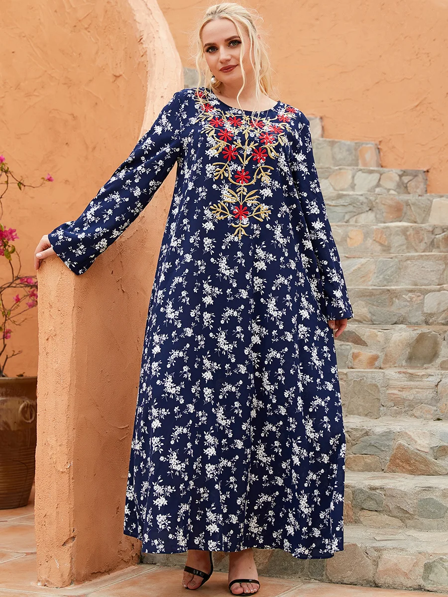 

Рамадан ИД, платья, ярко-синяя Abaya, женское платье, мусульманский хиджаб, платья, кафтан, длинное платье