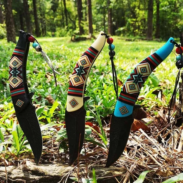 Карманный тактический нож Радужный красивый цвет ручной работы для листьев