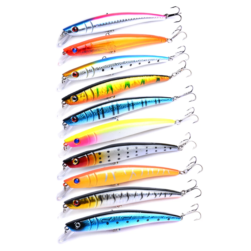 

10 pcs/lot Minnow Fishing Lure 10.6g 11.5cm Hard fish Bait with 4# Hooks Crankbait fishing tackle Hard Wobblers