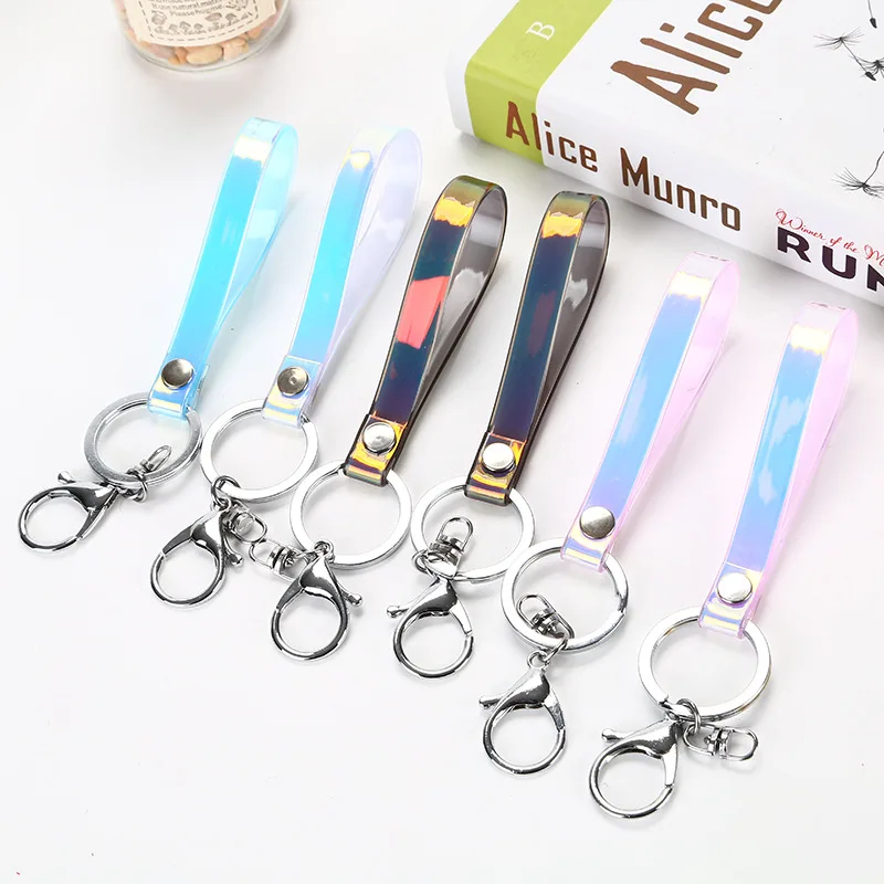 

Bag Accessories Laser Colorful KeyChain Leather Cord DIY For Car Camera Pendant Hang Rope Phone ornaments KeyChain Strap 1pcs