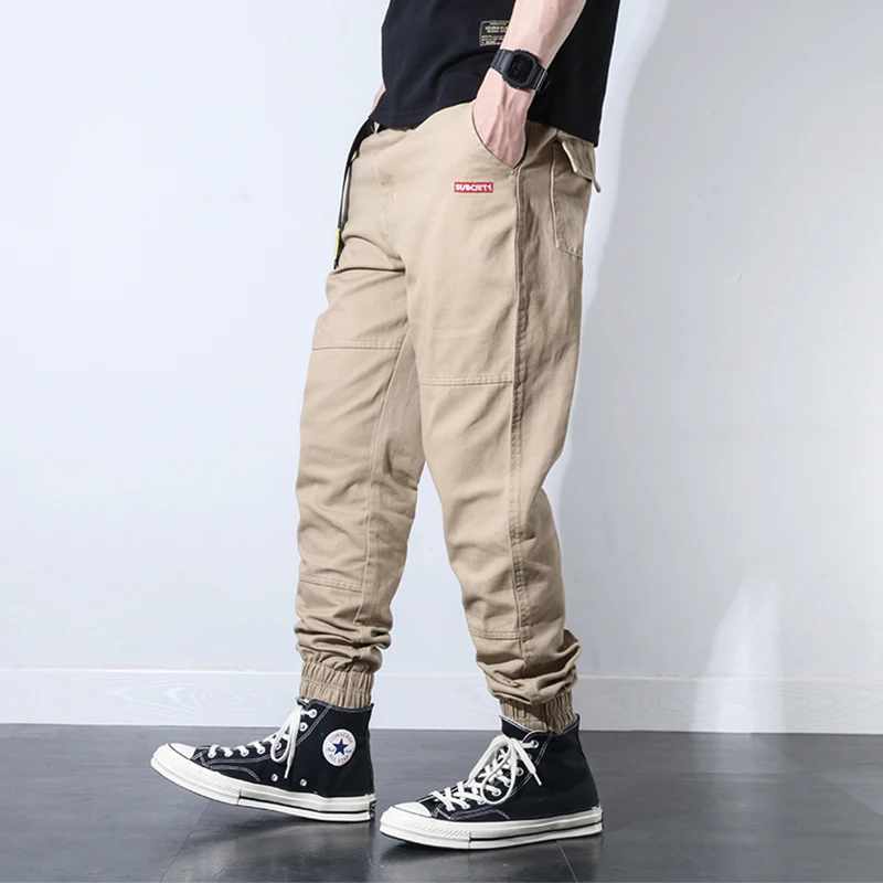 Джинсы карго мужские с соединением внакрой модные повседневные брюки султанки в