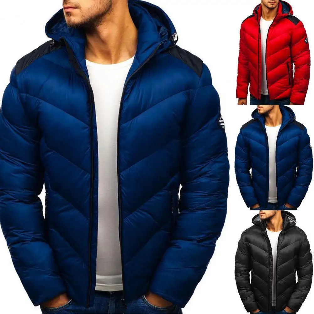 

Зимнее мужское хлопковое пальто, легкое однотонное теплое зимнее плотное Стеганое пальто с капюшоном, Мужская Уличная Повседневная одежда