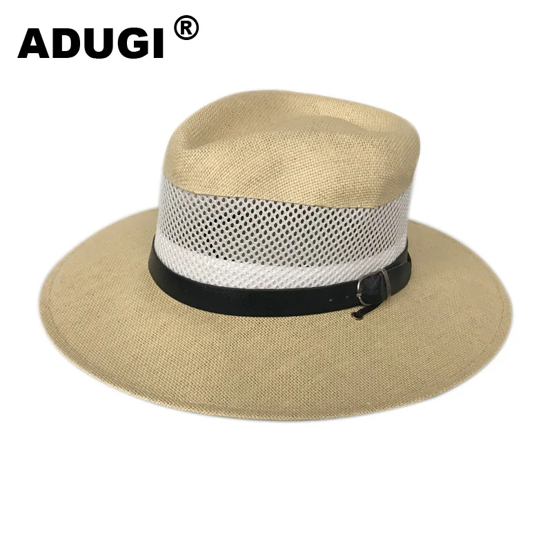 Сетчатая шляпа ADUGI Мужская Солнцезащитная с поясом Джазовый Топ летняя дышащая