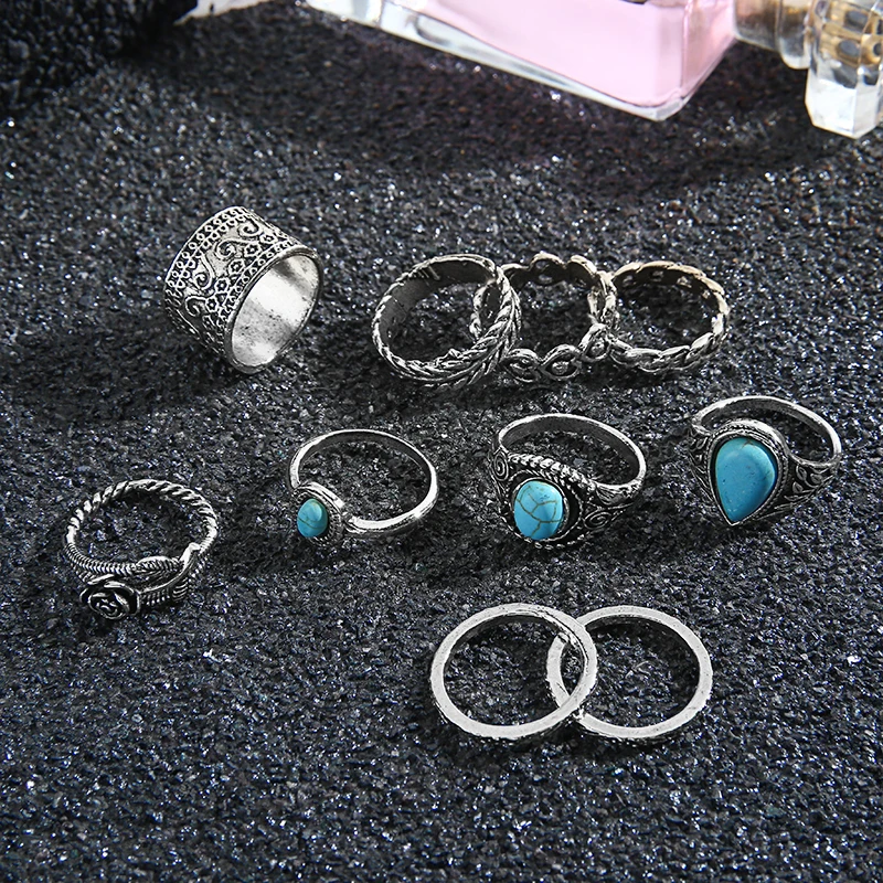 Комплект колец Sainio в стиле ретро с опалами и камнями бохо кольца на палец