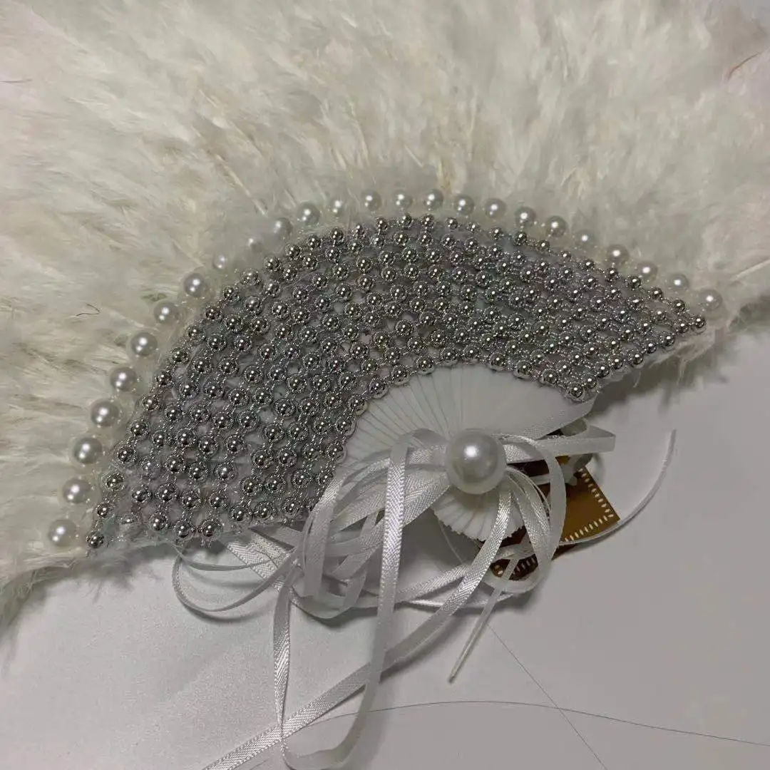 Свадебный веер с перьями ручная работа невеста реквизит для свадебных