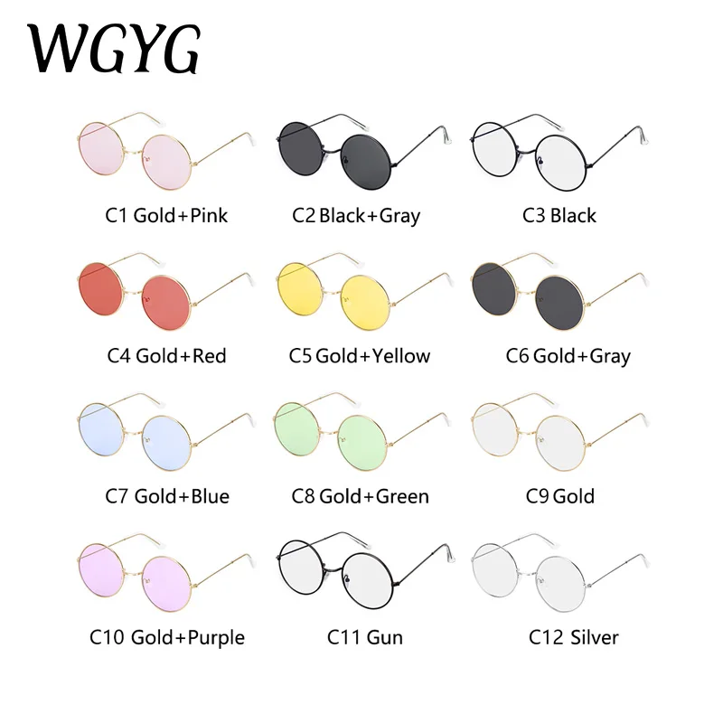 

2021 Retro Round Pink Sunglasses Women Brand Designer Sun Glasses For Women Alloy Mirror Female Oculos De Sol Black