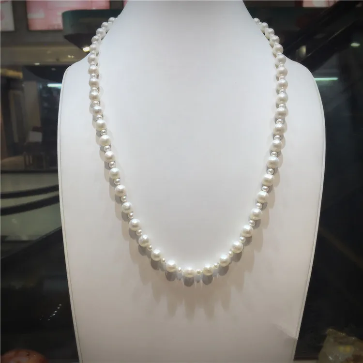 Лидер продаж длинное ожерелье 75 см из белого пресноводного жемчуга с