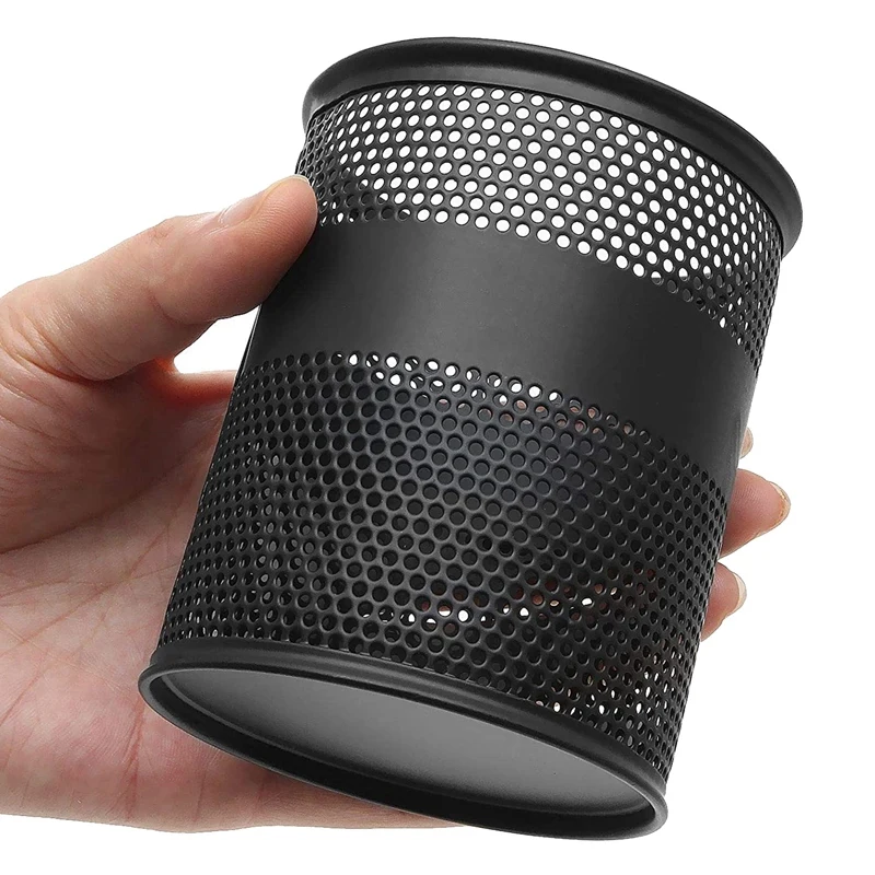 

12 Pack Pencil Holder Metal Pen Holder for Kids,Black Round Mesh Cup, Makeup Brush Holder, Desktop Organizer Container