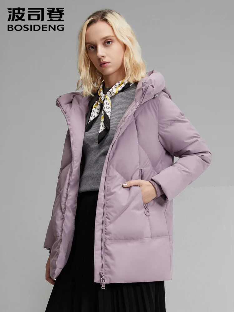

Bosideng Female Hooded Thick Casual Duck Down Jacket Womens Warm Mid Long Coats Windbreaker Outwear B90141068B