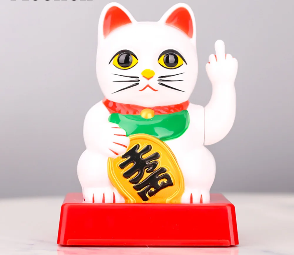 Lucky cat with funny finger medium lucky shake hands crafted figure of the novelty Regalo Della | Дом и сад
