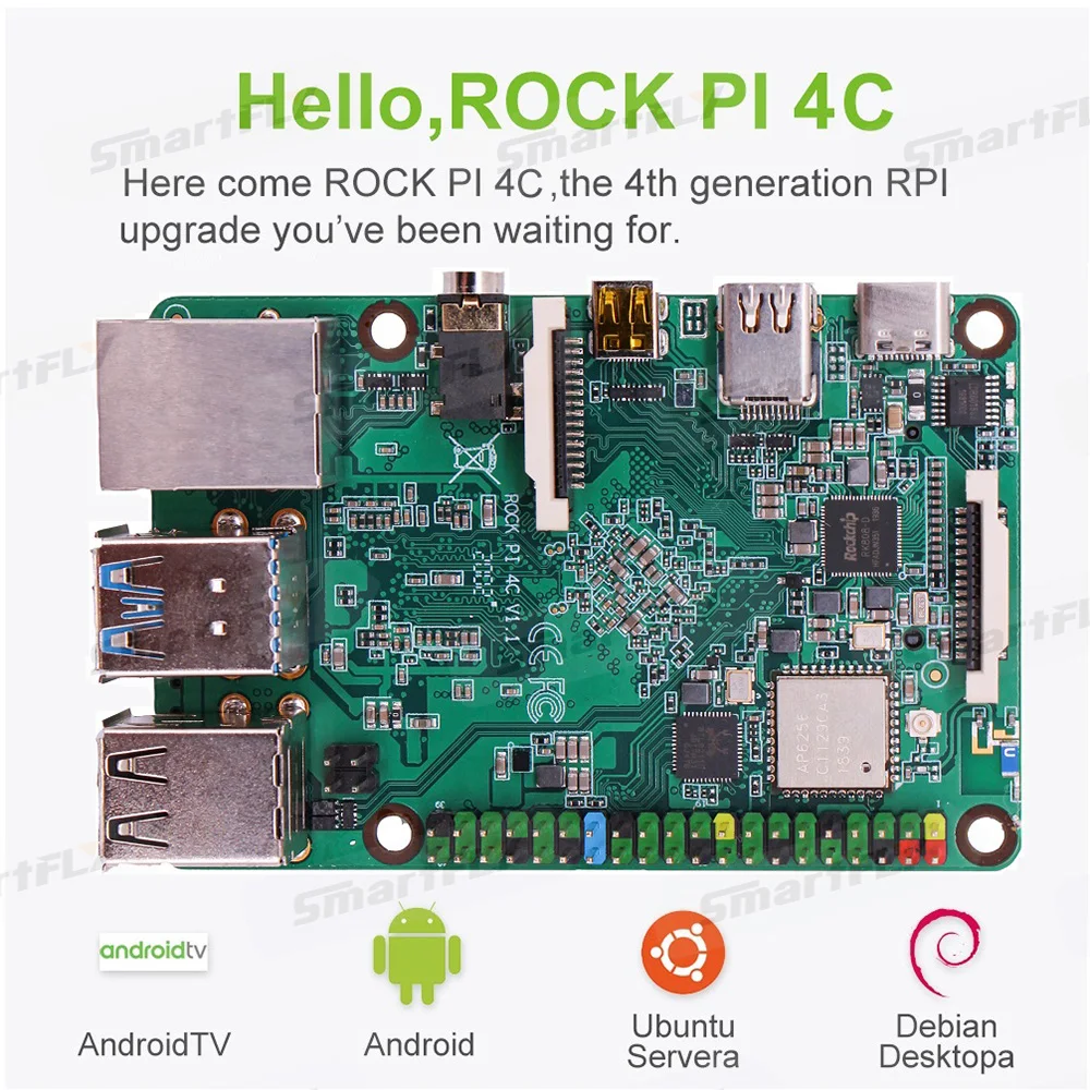 Компьютер ROCK PI 4C Rockchip RK3399 4 Гб LPDDR4 Mali T860MP4 SBC/одноплатный компьютер совместимый с