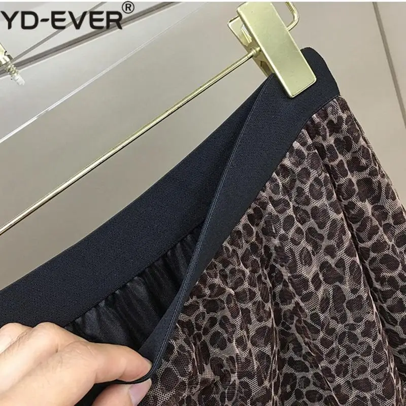 Женская фатиновая юбка с леопардовым принтом асимметричная многослойная