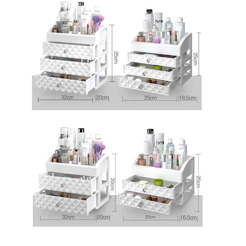 

3 Layer Large Capacity Makeup Organizer Cosmetic Storage Box Jewelry Organizer Desktop Nail Oil Container Beauty Cosmetic Case