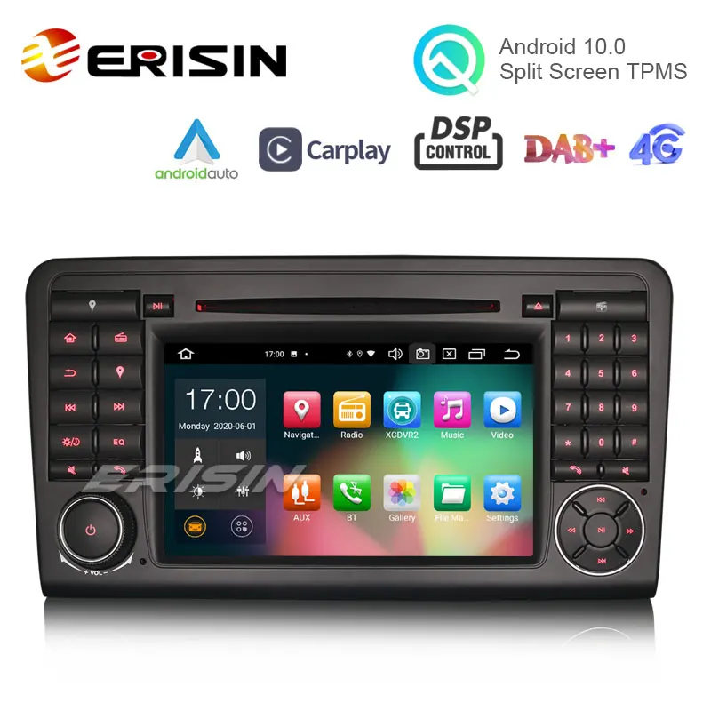 Erisin ES8183L 7 &quotAndroid 10 0 автомобильный dvd плеер GPS для Benz ML Class W164 GL X164 CarPlay DSP 64G