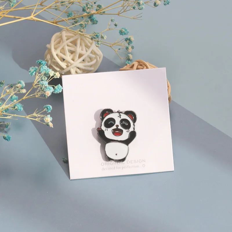 Милые забавные броши в виде панды животных для женщин эмалированные булавки